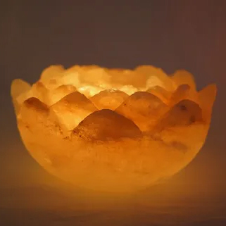 Rock Salt Lotus Candle Lamp