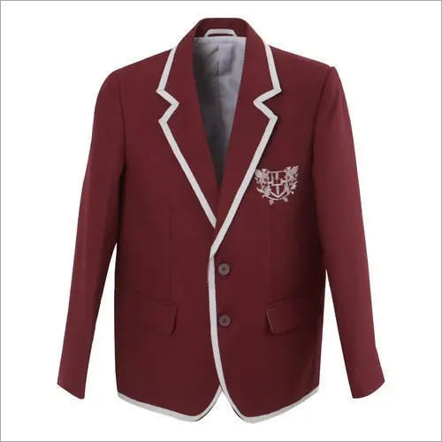 School Blazer - Cotton Polyester Blend, Sizes S-XXL, Maroon Color | Unisex Design, Full Sleeves, Soft Feel, Shrink & Tear Resistant