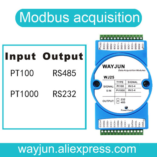 5 channels RTD Temperature Signal to RS485/232 Converter By SHENZHEN WAYJUN INDUSTRIAL AUTOMATION
