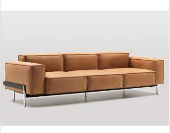 SOFAS S90 - Solid Wood Frame, PU Leather Cover, Stainless Steel Leg | High Density Foam, Zig Zag Spring, Durable Design