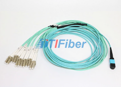 MPO â LC 12 Core fibre optic patch cord Aqua Round Bundle Optical Fiber Cable