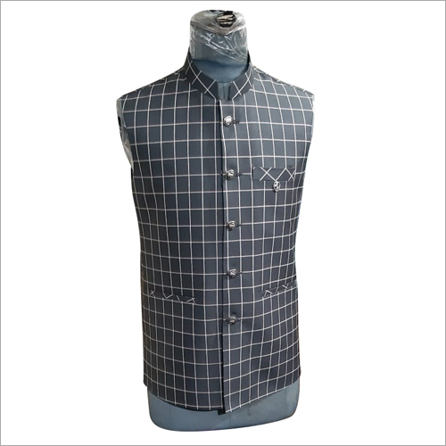 Mens Checked Jawahar Cut Jacket