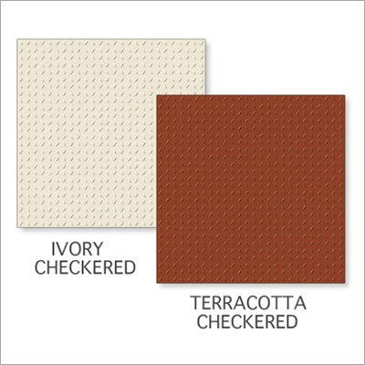 Square Edge Ivory Checkered-Terracotta Checkered Tiles