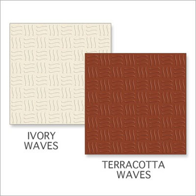 Square Edge Ivory Waves-Terracotta Waves Tiles