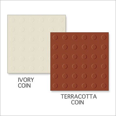 Square Edge Ivory Coin-Terracotta Coin Tiles