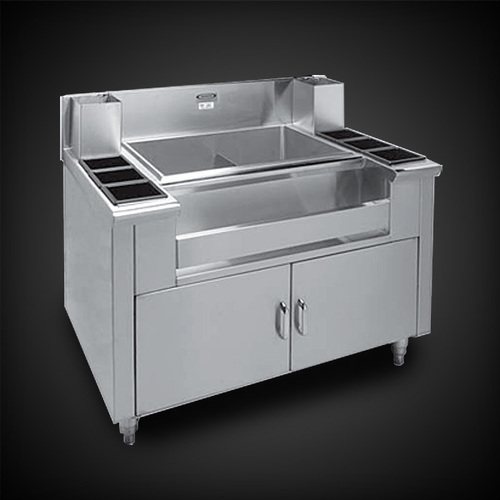 Cocktail Station - Stainless Steel | Manual Operation, Speed Rail, Ice Bins, and Condiment Bins for Hotel, Motel, and Restaurant Use, 1 Year Warranty