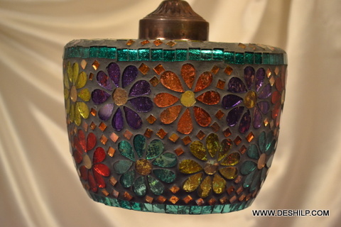 4X10Inch Multicolor Mosaic Handmade Glass Wall Hanging - Shape: Round