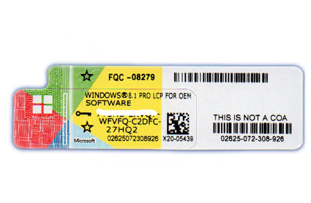 Microsoft Windows 8.1 Pro COA License Sticker