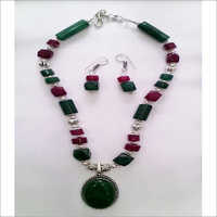 German Silver Necklace Pendant Earrings