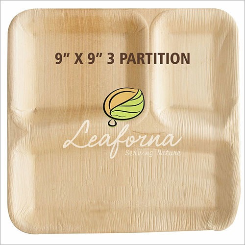3 Partition Square Areca Palm Plate 3 Partition Square Areca Palm Plate