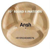4 Partition Round Areca Leaf Plate