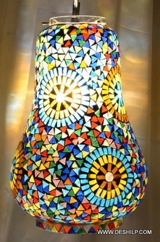 Multicolor rooftop Multi Mosaic Glass Wall Hanging Lamp
