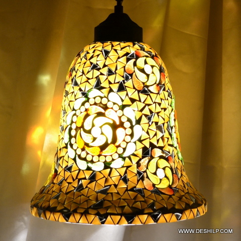 Yellow Traditional Mosaic Handmade Glass Wall Hanging - Shape: Round