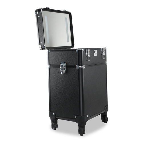 Vaara Royal Trolley LED Case R603 - Aluminium, 15.5" x 11.5" x 24" , Durable Makeup Storage with Multi-color Options