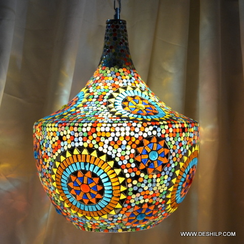 Glass Multicolor Round Shaped Mosaic Handmade Glass Wall Hanging - Glass & Metal 8x12-8x15 Inch Modern Art Design Polished Finish Weight: 5-10 Kg