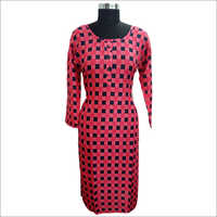 Black & Red Cotton Designer Ladies Kurti
