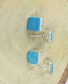 Turquoise Rough Stone Stud Earrings - December Birthstone Earring