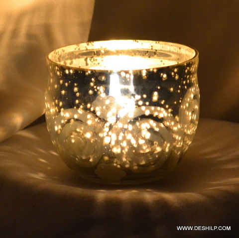 Silver Handmade Glass Candle Holder