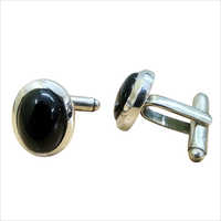 Oval Black Onyx Natural 925 Sterling Silver Cufflinks - 0.65x0.50 Inches, Black & Silver | Rhodium Plated, Ideal For Engagements & Weddings