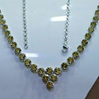 6 Mm Round Citrine Gemstone Necklace - Sterling Silver & Citrine, Length 19 Inches, Weight 18.60 G | Elegant Vintage Design, Perfect For All Occasions