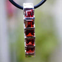 Garnet Natural 925 Sterling Silver Pendant - 92.5% Sterling Silver, 1.40 Inches Length, Red Garnet Stone | Elegant Style, Voguish Design, Quality Tested