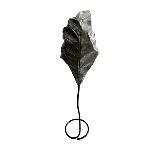 Home Decor Iron Leaf Stand - Aluminum and Iron, Dull Grey Color with Stable Circular Base