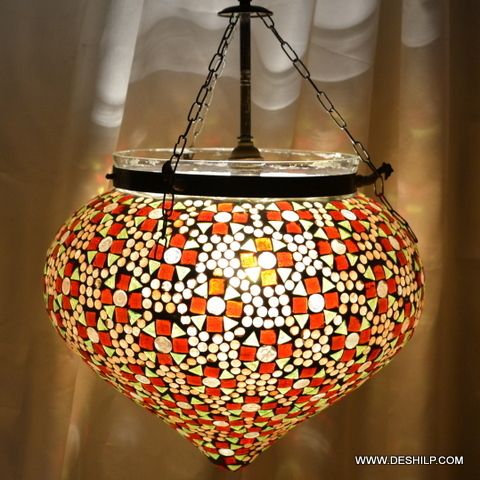 Multi Mosaic Glass Wall Hanging Lamp