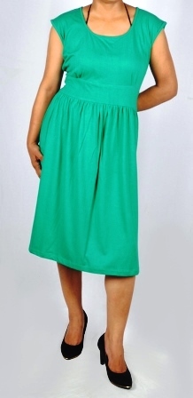 All Hdd-715-07 Knee Length Dress With Waist Band