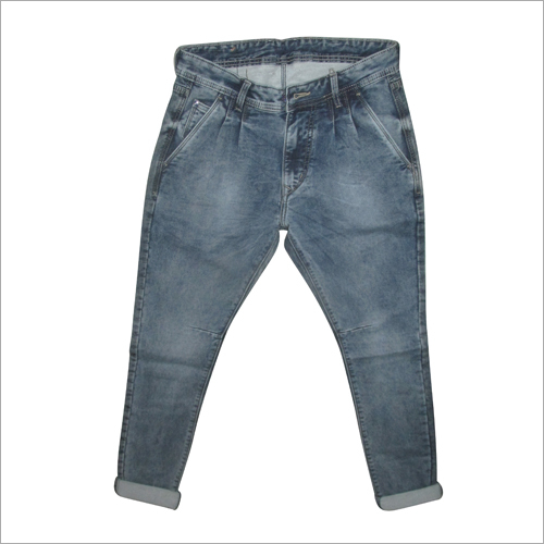 Faded Blue Mens Washed Denim Jeans