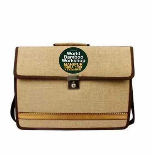 Laptop Bag - Leather, Small to Large | Cream Color, Button Closure, Unisex Design, Plain Pattern, Stylish Handle Bags