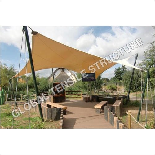 Skylar Tensile Structure - Heavy Duty Waterproof Fabric | Fixed Design, Attractive Cream and White Finish