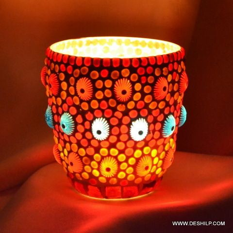 Decorated Glass Candle Holder