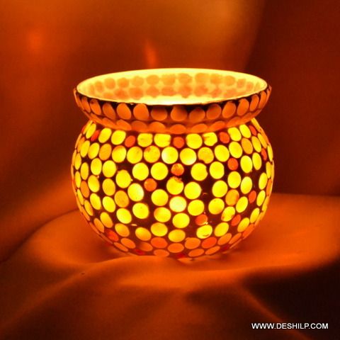 Multi Mosaic Glass T-Light Votive