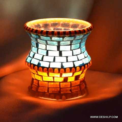 Brown Gold Bronze Candle Holder For Home Decor - Material: Glass