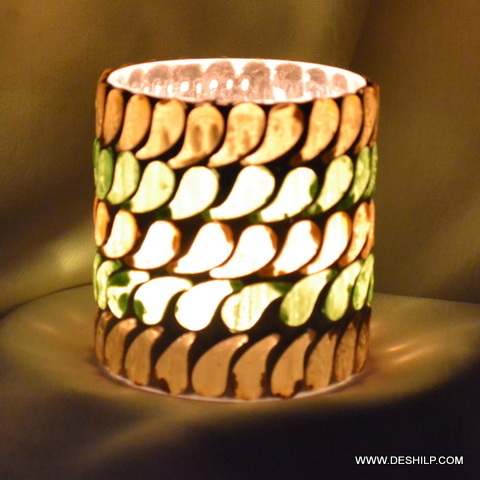T Light Candle Holder With Mosaic For Birthday Gifts - Material: Glass
