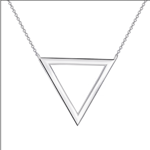 New Products 2018 Hollow Triangle Pendant Chain Women Sterling Silver Necklace