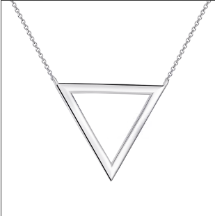 New Products 2018 Hollow Triangle Pendant Chain Women Sterling Silver Necklace - Brass, Copper, 42+3cm, Rhodium Plated, Nickel Free, QC Checked, ODM & OEM Service