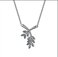China Suppliers Leaf Chain Necklace Silver Brass Jewelry