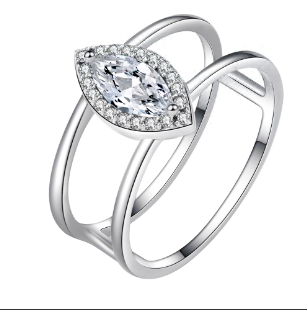 Marquise Rhodium Plated 925 Silver I-ring