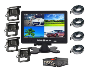 Vehicle HD DVR Heavy Duty 4 Cameras CCD Monitor System