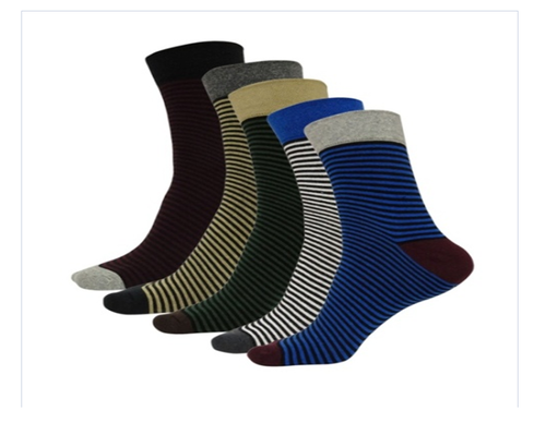 Mens Casual Lining Cotton Socks - Cotton Material, Ankle Length, Striped Pattern, Color Assortment of Blue, White, Green, Maroon | Easy to Wash, Lightweight, Smooth Finishing