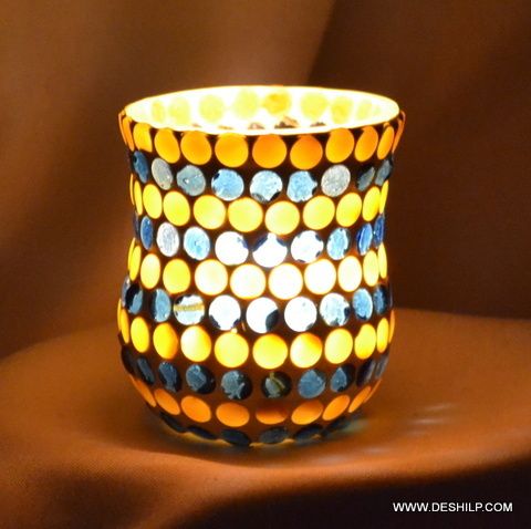 Multi Mosaic Glass Sml T Light Votive