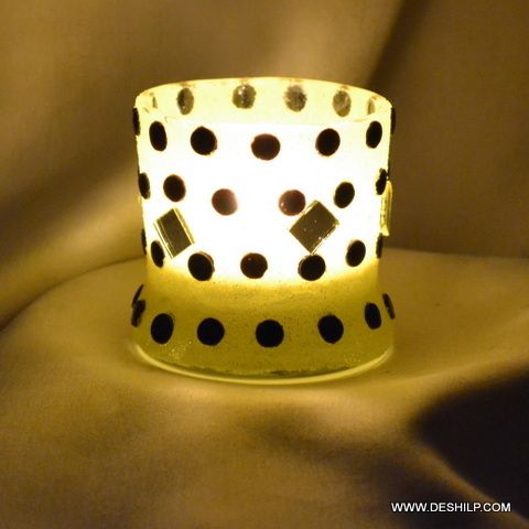 Bindi Shape Frost Glass Candle Holder