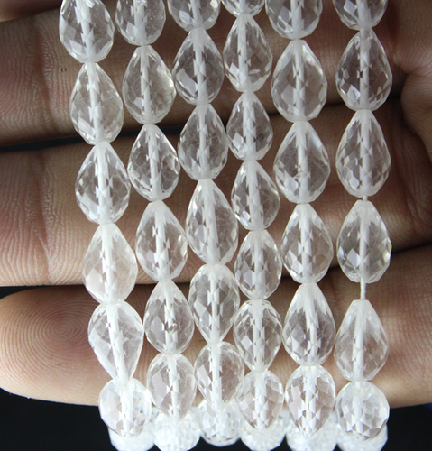 Crystal Quartz Faceted Drop Beads