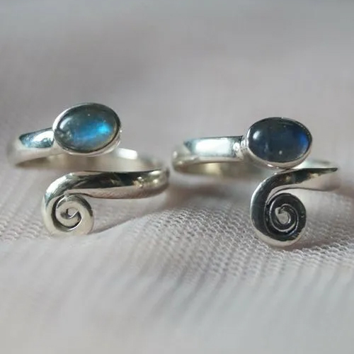 Toe Ring Oval Labradorite 925 Sterling Silver Hand Made Ic65 Gender: Women
