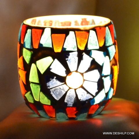 Hand Made Mosaic Candle Votive