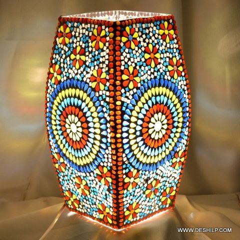 Multi Mosaic Glass Table Lamp