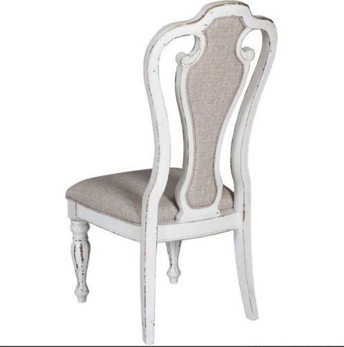 Old Wood Chair - Solid Wood, 46x46x102 cm, White Finish | Antique Design, Lightweight, No Assembly Required, Eco-Friendly, Easy to Clean