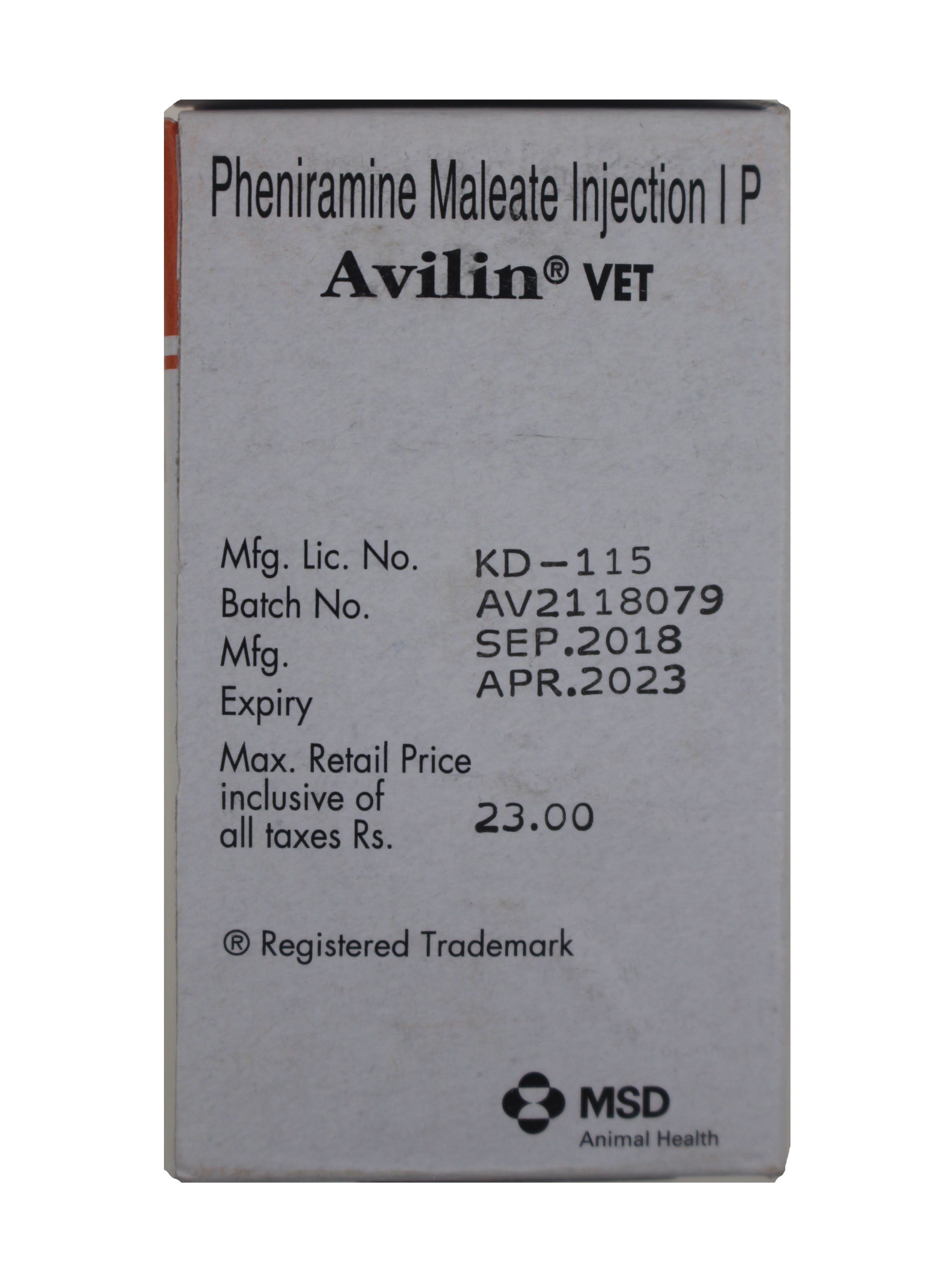 Avilin Vet 33ml Injection Pheniramine Maleate