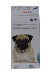 250mg Bravecto Chewable Tablets-FLURALANER 250MGc